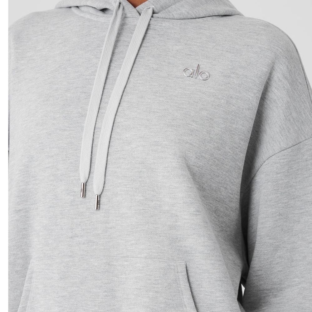 ALO Yoga Light Gray Logo Hoodie